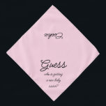 New Baby Sister Script Typography Pink Pet Bandana<br><div class="desc">Pink bandanna, with a cute text announcement... .Guess Who's getting a new baby sister? Because your pet is part of the family too! Perfect for your announcing a new pet or baby! Also perfect for gender reveal! The background colour is customisable to any colour you desire, as are the font...</div>