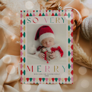 New Baby So Very Merry First Photo Christmas Holiday Card