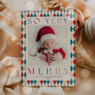 New Baby So Very Merry First Photo Christmas Holiday Card