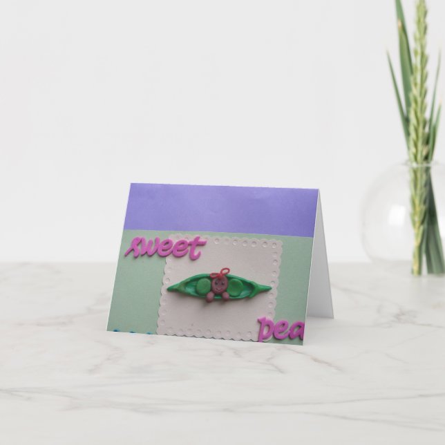 new baby, sweet pea card (Front)