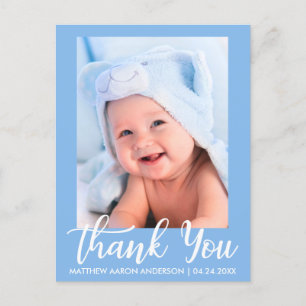 New Baby Thank You Blue Announcement Postcard