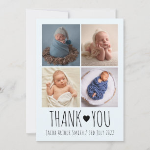 New baby thank you cards with photo, collage photo