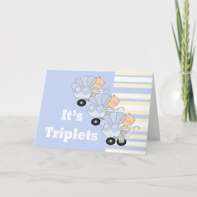 New Baby Triplet Boys Announcement (Front)