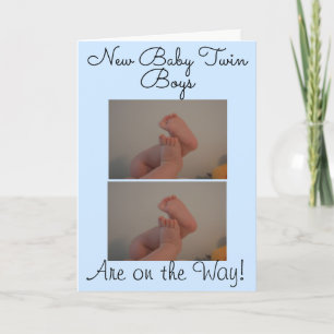 New Baby Twin Boys Photo Card