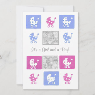 New Baby Twins Announcement Photo Card