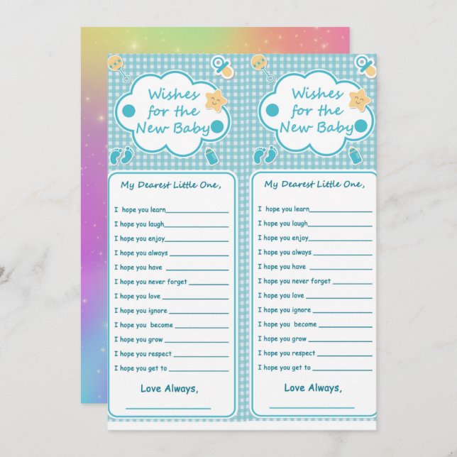 new baby wishes game unisex invitation (Front/Back)