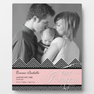 New Baby Zig Zag Chevron Modern Personalised Photo Plaque