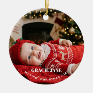 New Baby's First Christmas Photo Ceramic Ornament