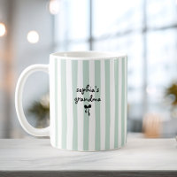 New Baby's Grandma Custom Name Sage Green Stripes