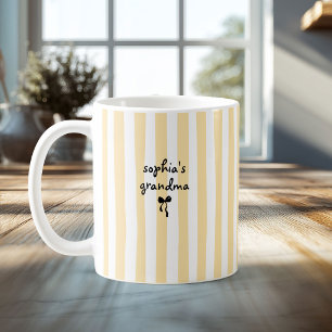 New Baby's Grandma Custom Name Yellow Stripes Coffee Mug