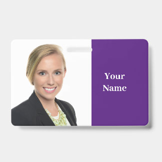 NEW! Badge - Horizontal Retractable - Purple ID Badge