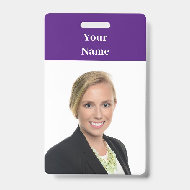 NEW! Badge - Vertical - Custom Purple ID Badge (Front)