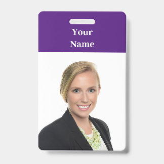 NEW! Badge - Vertical With Lanyard -Custom Purple ID Badge