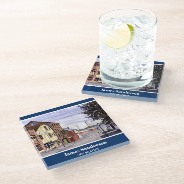 New Bedford Massachusetts New England Painting Glass Coaster (Angled)