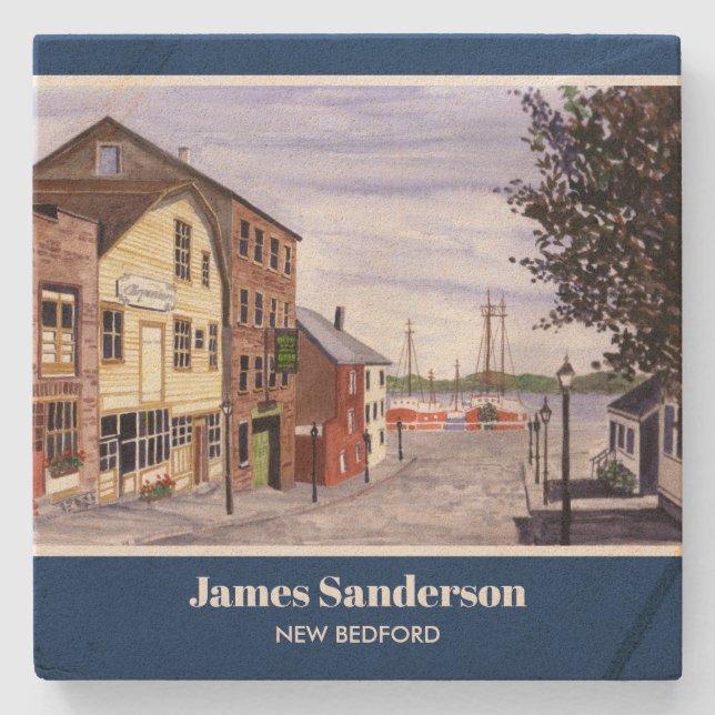 New Bedford Massachusetts New England Painting Stone Coaster (Front)