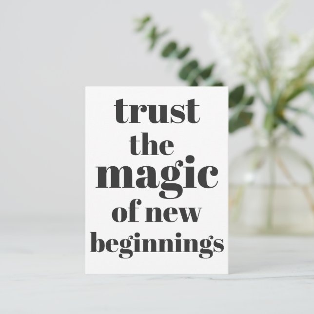 New Beginnings  Bold Typograpy Inspirational Quote Postcard (Standing Front)