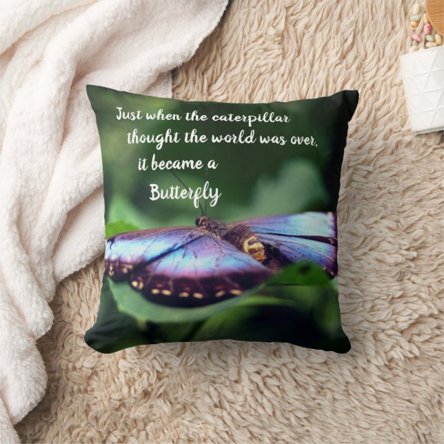 New Beginnings Butterfly Inspirational Quote  Cushion (Blanket)
