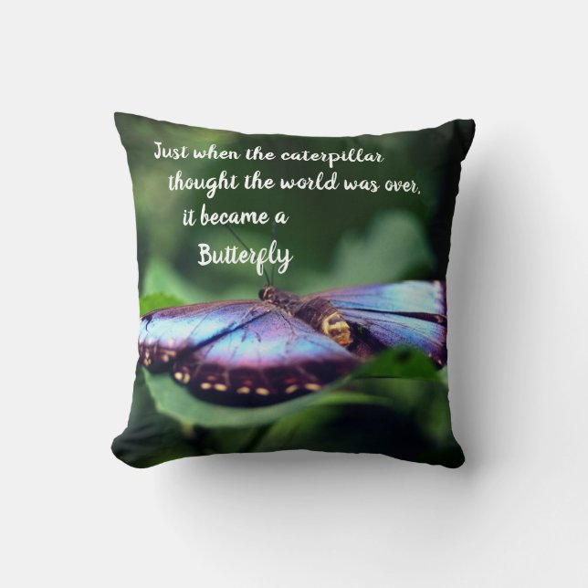 New Beginnings Butterfly Inspirational Quote  Cushion (Front)