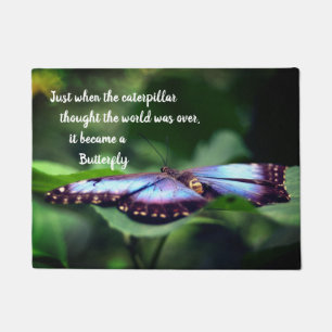 New Beginnings Butterfly Inspirational Quote  Doormat