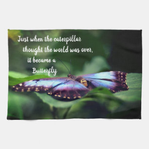 New Beginnings Butterfly Inspirational Quote  Tea Towel