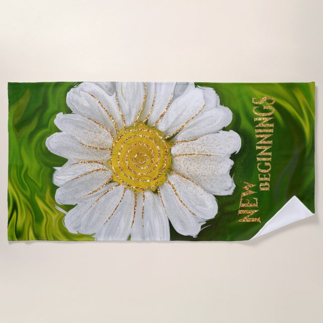 New Beginnings - Daisy flower power Beach Towel (Front)