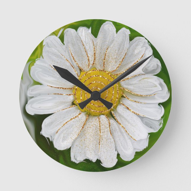 New Beginnings - Daisy flower power Round Clock (Front)