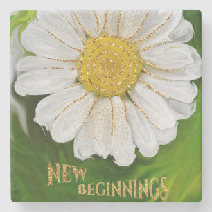 New Beginnings - Daisy flower power Stone Coaster