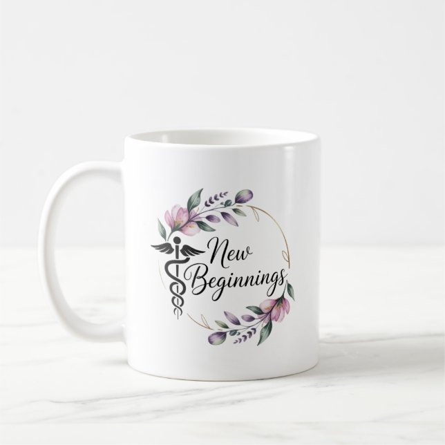 New Beginnings First Day as Nurse Personalised Coffee Mug (Left)