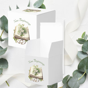 New Beginnings Floral Open Book Wedding Favour Box
