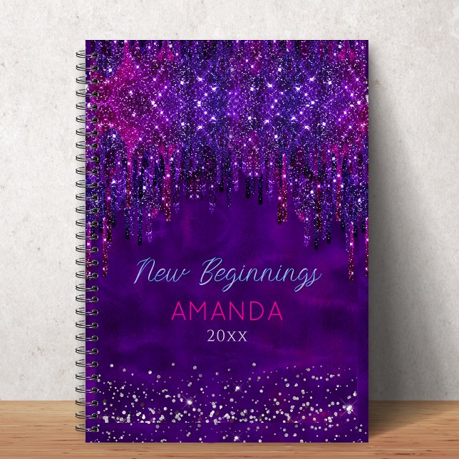 New beginnings Purple faux glitter Drips custom Notebook (Creator Uploaded)