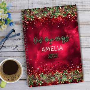 New beginnings quote elegant green red floral notebook