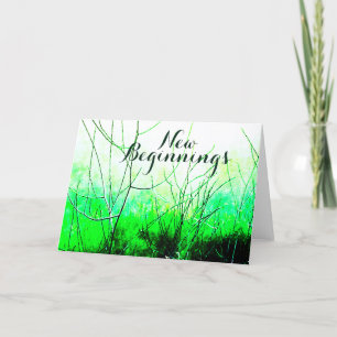 "New Beginnings" Shades of Green Floral Design Card