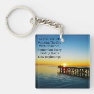 New Beginnings, Sunset Motivational Quotes, Key Ring