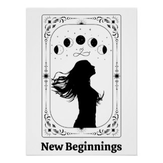 New Beginnings Tarot Card Celestial Mystical Witch Poster