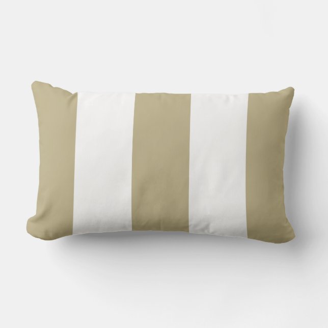 New Beige Tan & White Stripe Lumbar Pillow Gift (Front)