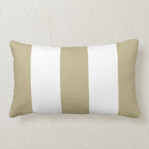 New Beige Tan & White Stripe Lumbar Pillow Gift