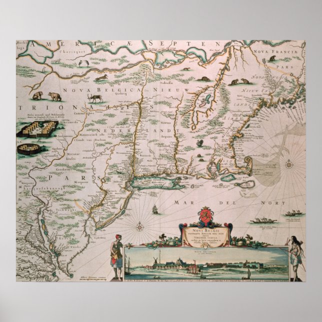 New Belgium, plate from 'Atlas Contractus' c.1671 Poster (Front)