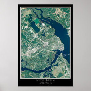 New Bern North Carolina Satellite Poster Map