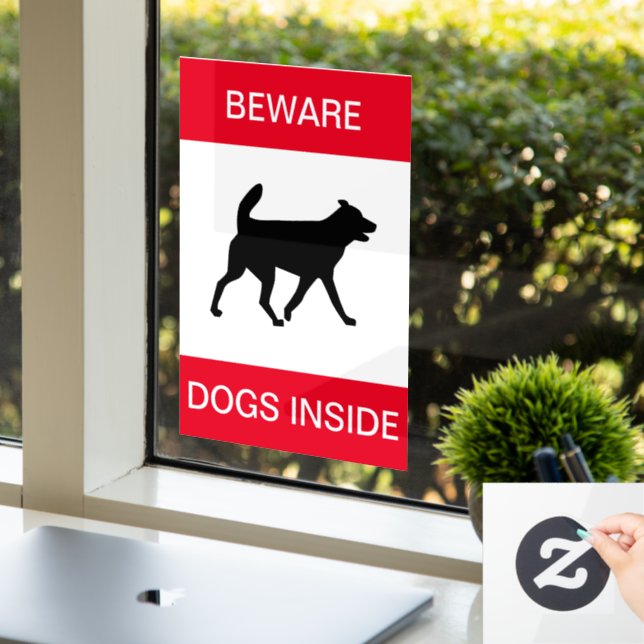 NEW! Beware Dog Inside - Window Cling (Office)