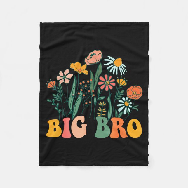 New Big Bro Wildflower First Birthday &amp; Baby S Fleece Blanket (Front)