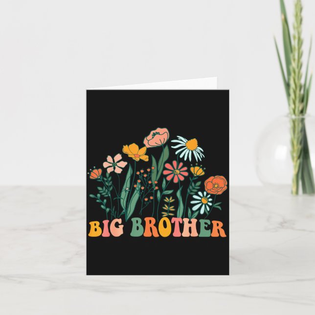 New Big Brother Wildflower First Birthday &amp; Ba Card (Front)