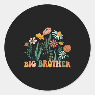 New Big Brother Wildflower First Birthday & Ba Classic Round Sticker