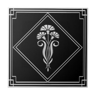 New Black and Silver Art Deco style Tile