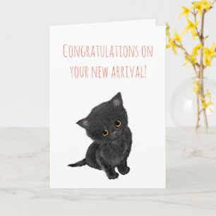 New black kitten congratulations card for a couple