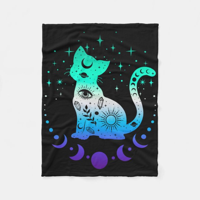 New Blue Gay Male Mlm Pride Flag, Astrology Cat  Fleece Blanket (Front)