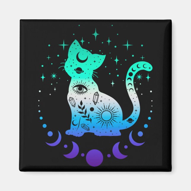 New Blue Gay Male Mlm Pride Flag, Astrology Cat  Magnet (Front)