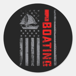 New Boat Owner Boating American US Flag Classic Round Sticker