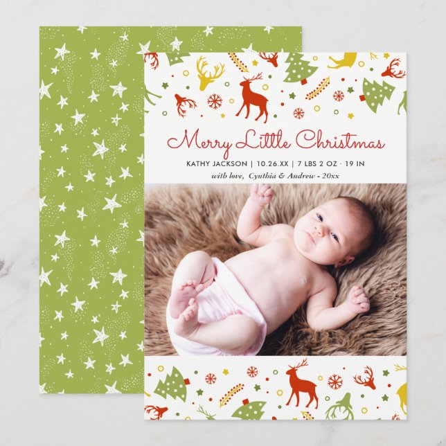 New Born Baby First Christmas Lovely Cute Photo Holiday Card (Front/Back)