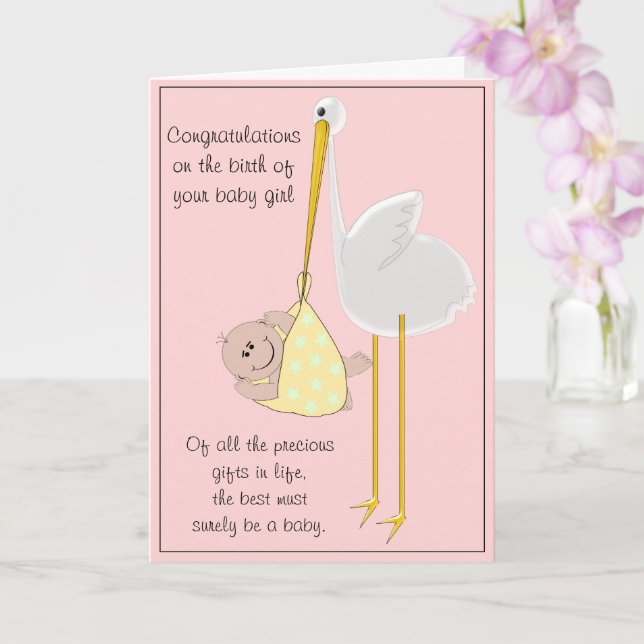 New Born Baby Girl Card (Orchid)