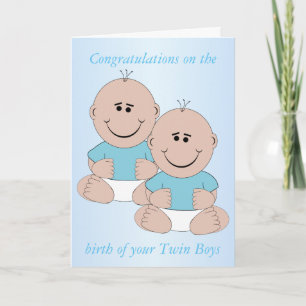 New Born Baby Twin Boys Card